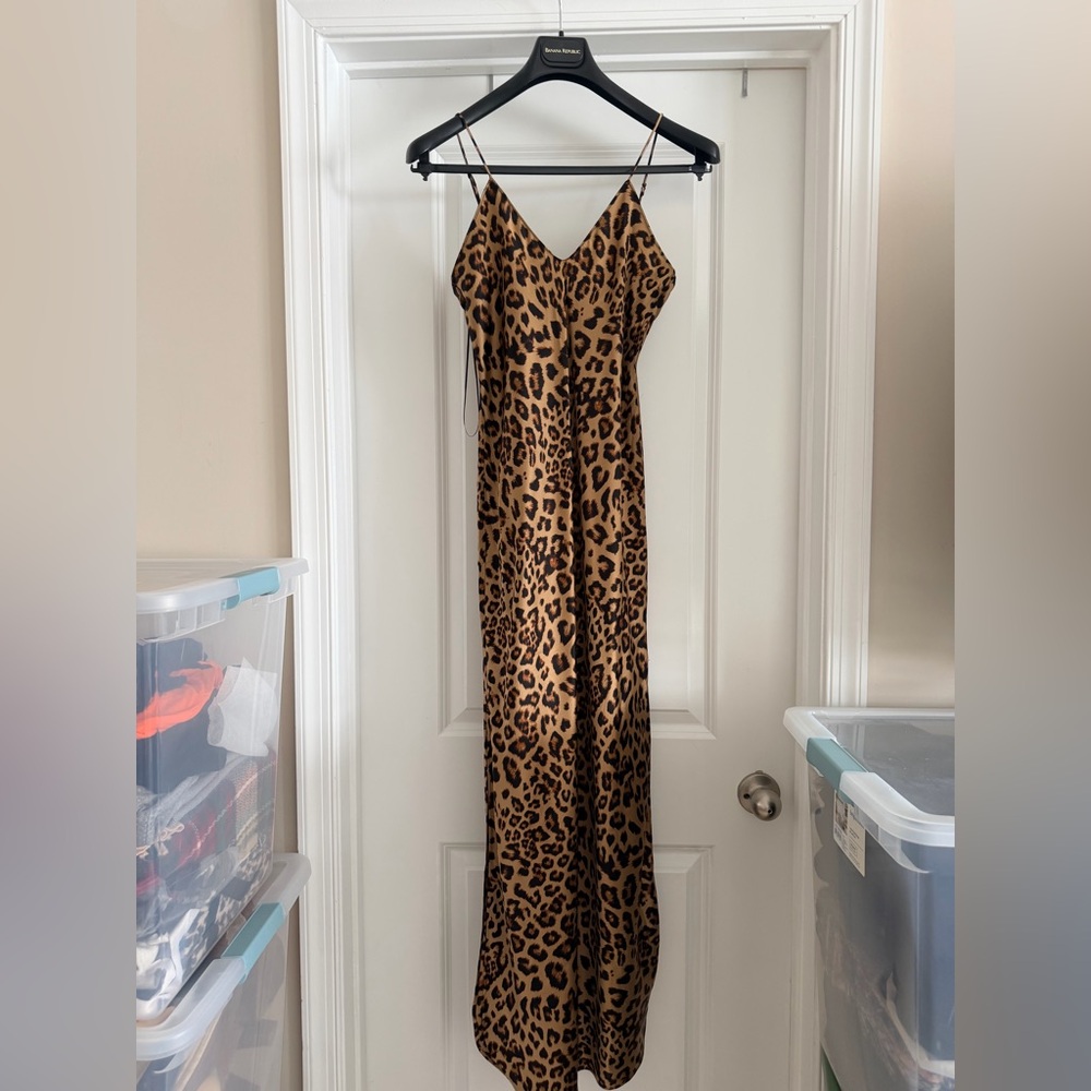 Banana Republic Leopard Print Slip Dress - Tan & Black